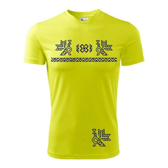 Pánske športové tričko žlté vzor Čičmany