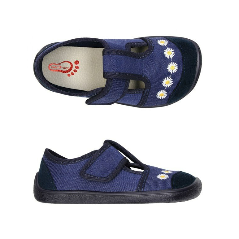 BAREFOOT Detské papuče modré kvietky